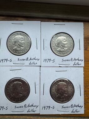 1979-S Susan B. Anthony Dollar Coins - Set of 4 - Silver Tone
